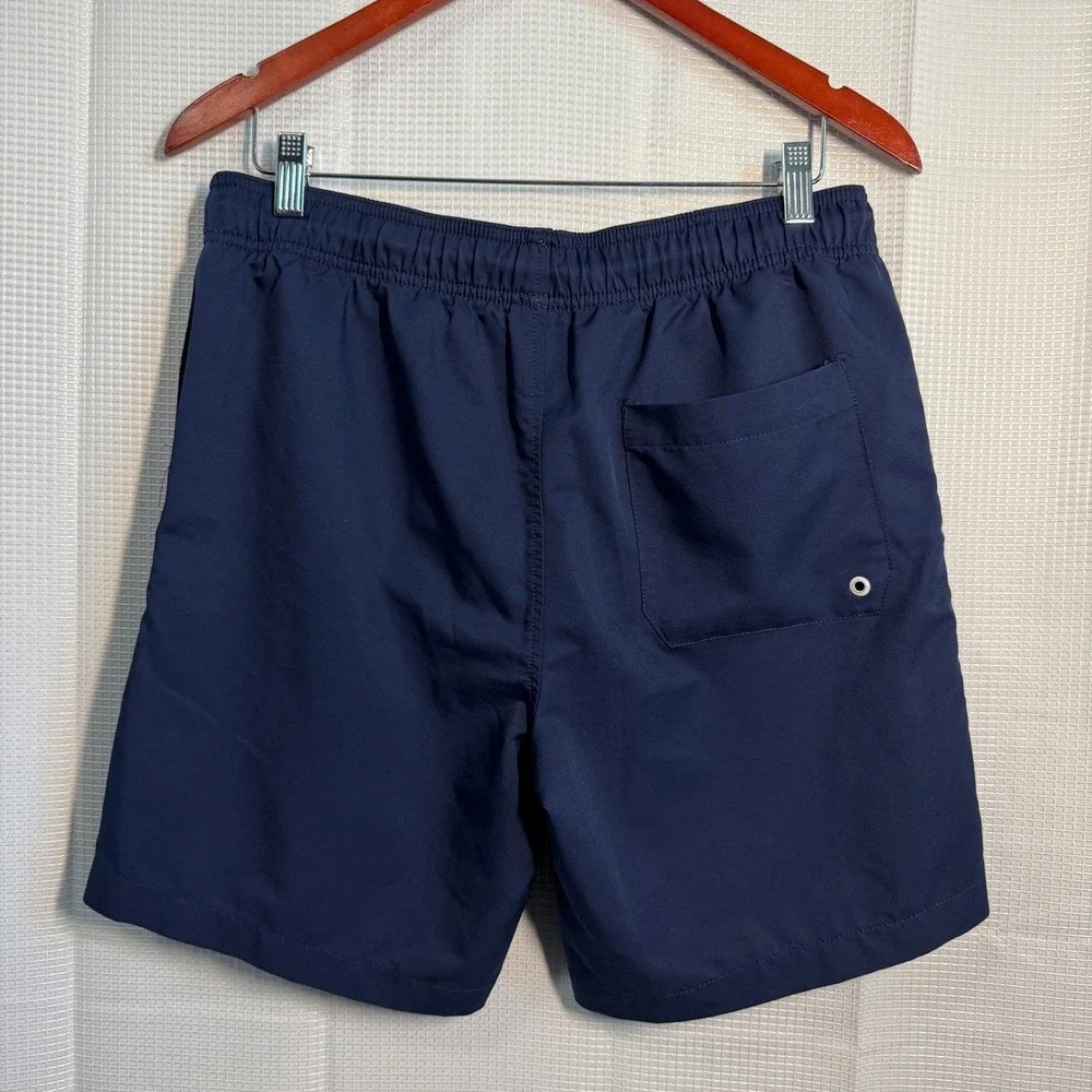 Speedo Swim Trunks Small Navy Blue Elastic Drawstring Waist‎ Mens
